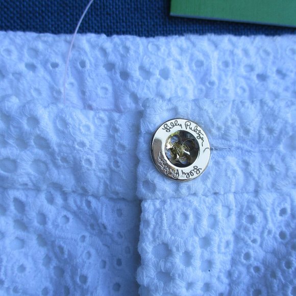 LILLY PULITZER ~ ADIE WHITE EYELET SHORTS ~ 00 ~ LOGO BUTTON / POCKETS - Picture 8 of 10